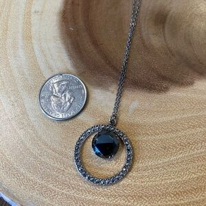 Art deco black onyx and sterling silver pendant necklace– BOGO FREE Jewelry Deal